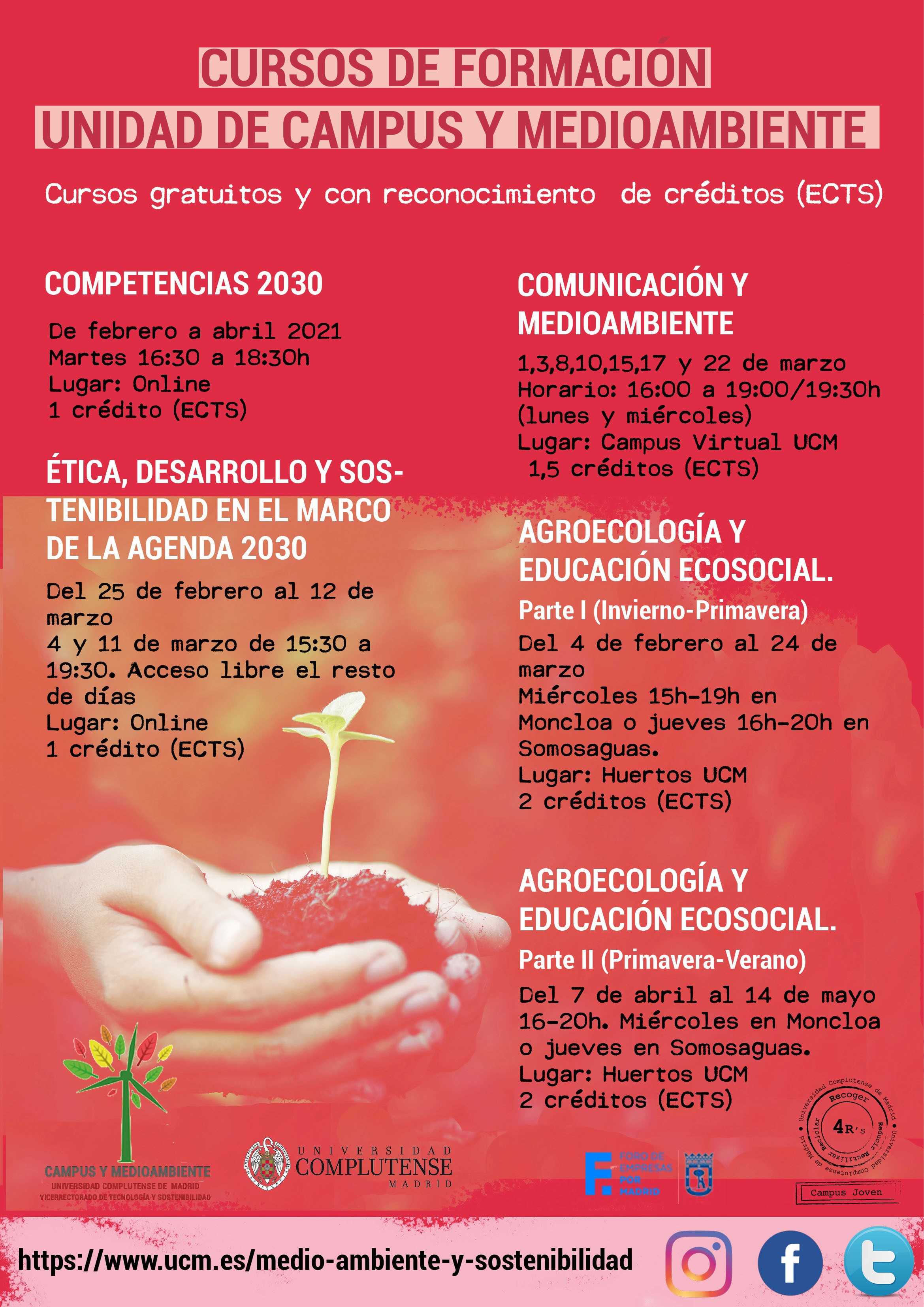 AVISO ALUMNADO GRADOS: Abierto plazo inscripción Cursos con reconocimiento de créditos de la UNIDAD DE CAMPUS Y MEDIO AMBIENTE para el 2º cuatrimestre 